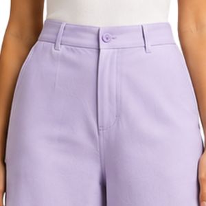 Pantalon palazzo large brodé personnalisé en lavande pour femme, motif floral ajouré, taille haute, en coton, décontracté, vêtements OEM sur mesure - Product Image 5