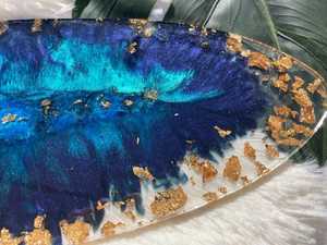 Resin Handicraft Serving <b>Tray</b> with Special White and Gold Rim Design <b>Perfume</b> & Earring Decorative <b>Tray</b> for Easter at Low Price - Product Image 3