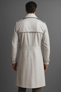 Manteau long en cuir blanc pour homme, sur mesure, en peau d'agneau - Product Image 4