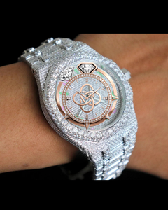 Montre de luxe en moissanite pour homme, entièrement pavée de pierres de moissanite VVS, en acier inoxydable, automatique - Product Image 2