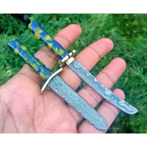 Cuchillo de Cocina Miniatura de Acero de Damasco Personalizado Hecho a Mano por Burraq DIY OEM con Hermosa Mango, Regalo para Chef, Hecho en Pakistán - Product Image 4