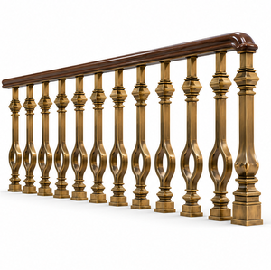 Barandilla de Escalera Ornamental de Bronce de Lujo con Balaustres Esculpidos en Forma de Reloj de Arena para Villas, Hoteles e Interiores Elegantes - Product Image 4