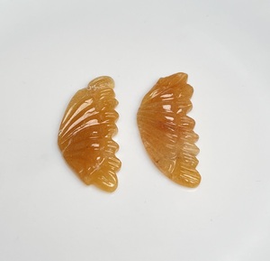 Pierre précieuse naturelle en aventurine orange sculptée en forme de feuille |   Pierres brutes sculptées à la main pour la fabrication de bijoux et la vente en gros - Product Image 2