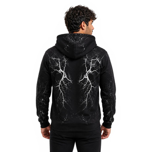 Sweat-shirt à capuche unisexe décontracté épais avec patchwork araignée et applique brodée, 100 % coton molletonné respirant, pull d'automne - Product Image 2