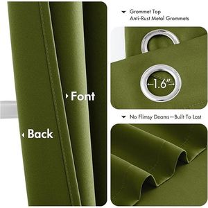 Tende Oscuranti Termoisolanti Verde Oliva Chiaro da 63 Pollici per Camera da Letto e Soggiorno, 2 Pannelli, Tende Oscuranti per Ambienti - Product Image 5