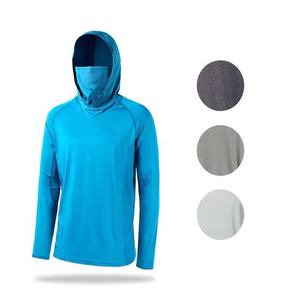 <b>Mens</b> Lightweight Hooded Fishing Shirt UPF 50 Quick Dry Solid Color Polyester <b>Long</b> <b>Sleeve</b> Pullover <b>Top</b> - Product Image 5