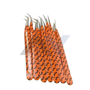 Pinzas de Acero Inoxidable para Pestañas de Marca Privada, con Recubrimiento de Papel, Diseño de Pestañas, Punta Puntiaguda, Extensión de Pestañas, Juego de Belleza de 7 Piezas - Product Image 1