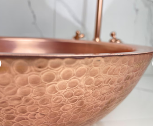 Lavabo de salle de bain de luxe en métal, style vintage, motif cuivre électroplaqué, forme ronde, pour plan de travail, style Moyen-Orient - Product Image 5