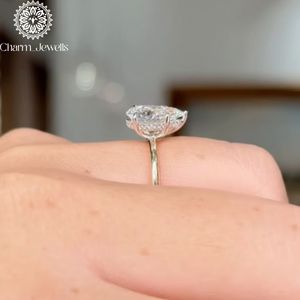 Bague de fiançailles Charm Jewells en argent 925 et moissanite, sertie à griffes, style classique, certifiée IGI, options plaqué or rose/14 carats - Product Image 5