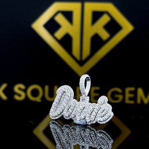 Pendentif Hip Hop Personnalisé Unique avec Lettre et Moissanite, Bijou Unisexe pour Enfants en Argent Sterling Qualité VVS, Cadeau - Product Image 3