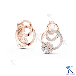 Pendientes de tuerca florales circulares con diamantes CVD cultivados en laboratorio, oro macizo de 14K y 18K, joyería de lujo fina para mujer, fabricante. - Product Image 5