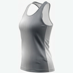 Débardeur pour femme en polyester gris uni, séchage rapide, tricoté, col rond, style sportif, imprimé par sublimation, 100 % polyester - Product Image 2