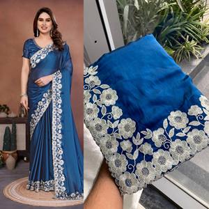 Nouvelle Arrivée Saree Indien Exclusif Tendance en Tissu Organza Doux et Lourd Brodé, Sari de Créateur Ethnique Nuptial avec Blouse Exclusive - Product Image 1