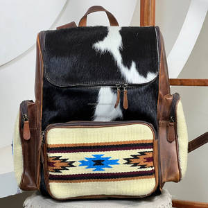 Sac à dos vintage en cuir de vachette véritable style western, motif aztèque, grande capacité, style selle, pour ordinateur portable et voyage - Product Image 4