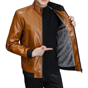 Veste en cuir véritable à logo personnalisé pour hommes, manches longues, coupe ajustée, patchwork, vestes en cuir à la mode au printemps, logo personnalisé de présage - Product Image 2
