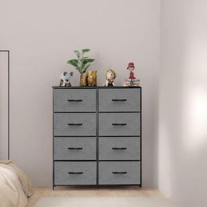 Commode à 8 tiroirs en tissu, meuble de rangement en chêne pour cuisine, bureau, couloir, gris - Product Image 1