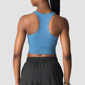 Débardeur court côtelé pour femme, haute élasticité, 90% Polyester 10% Élasthanne, extensible dans les quatre sens, Nouveauté été, Vêtement de sport - Product Image 2