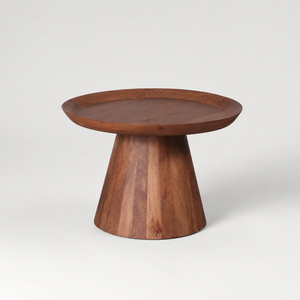 <b>Round</b> Wooden Pedestal Coffee <b>Table</b> with Tray Style <b>Top</b> Natural Grain Finish Decorative Modern Living Room Home Decor - Product Image 2