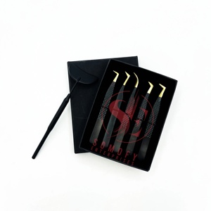 Pinzas Profesionales de Acero Inoxidable de Alta Calidad, Duraderas, Antiestáticas y de Precisión para Pestañas, con Logotipo Personalizado, Agarre de Diamante, Negro Mate - Product Image 3