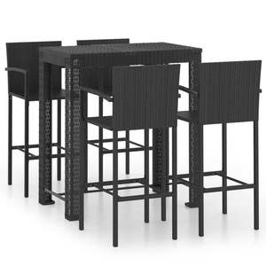 Grand ensemble de bar de jardin en rotin PE noir avec acier thermolaqué – Mobilier d'extérieur élégant - Product Image 2