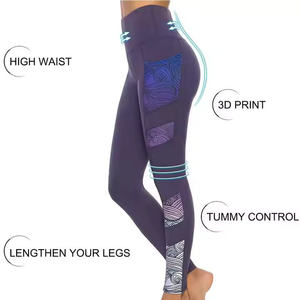 Women's Custom Made <b>Polyester</b>/Nylon Gym Yoga <b>Leggings</b> High Waisted Fitness Pants Elastic Waist Print Quick Dry Breathable - Product Image 5