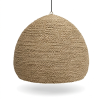 Lampe suspendue en forme de dôme en jonc de mer naturel tissé à la main, style bohème rustique, abat-jour minimaliste de luxe pour plafond, Noël, Pâques