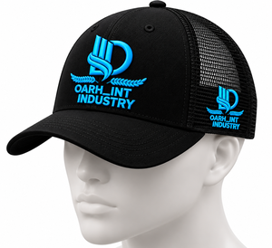 OARH_INT INDUSTRY หมวกแก๊ป 6 แผงสีดำ พิมพ์ลายโลโก้ยางนูน หมวกปีกแบนลำลองสำหรับทุกเพศ - Product Image 4