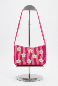 For Beaded Floral Tote <b>Bag</b> Handmade Shoulder Crossbody Purse Zipper Closure Portable Custom Color Options All Seasons for Daily - Product Image 2