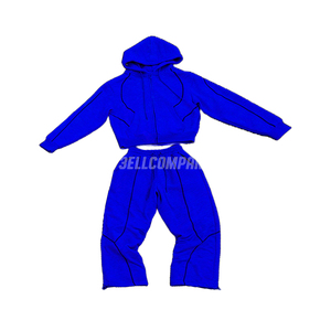 Unisex Orange Sweatsuit Set Full <b>Zip</b> <b>Hooded</b> Sweatshirt and Jogger Pants Casual Streetwear Sweatsuit - Product Image 4