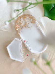 Resin Decorative Storage Tray With Abstract <b>Marble</b> Finish For Office Desk Organization And Stylish Display - Product Image 1