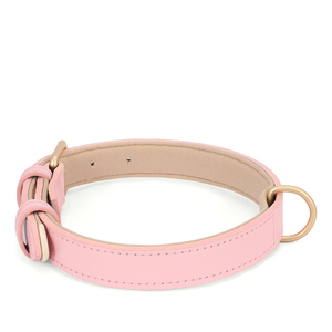 Collar de Perro de Cuero Rosa de Lujo con Hebilla Dorada, Ajustable y Acolchado, para Perros Pequeños, Medianos y Grandes - Product Image 2