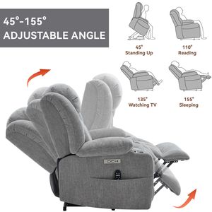 Poltrona Reclinabile Elettrica in Ciniglia Resistente fino a 160 kg con Massaggio a Vibrazione a 8 Punti e Meccanismo di Riscaldamento Lombare - Product Image 4