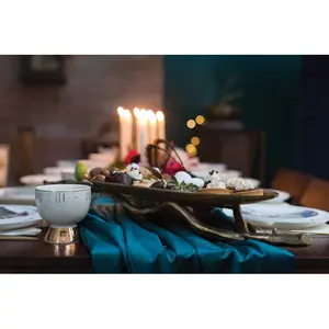 Bandeja Decorativa de Metal Hecha a Mano para Interiores Elegantes del Hogar, Bandeja de Metal Moderna para Decoración Segura, Chapada, Zahid Exports - Product Image 2