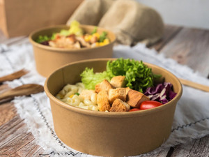 Échantillons gratuits de produits écologiques, bols à salade biodégradables, boîtes à salade en papier kraft avec couvercle. - Product Image 6