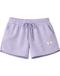 Conjunto de Sudadera Corta y Pantalones Cortos de Lavanda para Mujer con Bordado de Mariposa, Atuendo de Dos Piezas de Algodón Afelpado para Descansar, Fabricante Mayorista - Product Image 4