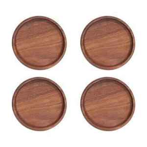 Ensemble de sous-verres ronds en acacia, épaisseur 5 mm, antidérapants, réutilisables, design moderne, 4 pièces - Product Image 1