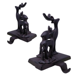 Soporte de metal resistente para calcetines navideños, para chimenea, rojo y negro, con diseño de cuadros tipo búfalo, para árbol de Navidad, estilo rústico. - Product Image 2