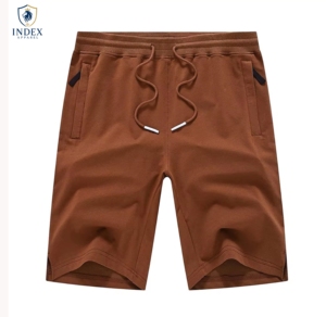 กางเกงขาสั้นผู้ชาย INDEX APPAREL สีพื้น เอวกลาง มีเชือกผูก เอวสม็อค สไตล์ลำลอง สปอร์ต มีกระเป๋า ระบายอากาศได้ดี ผลิตจากผ้าฝ้ายใยไผ่ - Product Image 1