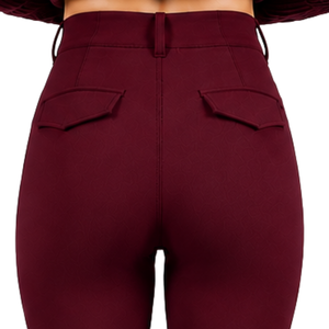 Burgundy <b>Women's</b> Equestrian Riding Breeches High Waist <b>Stretch</b> Horse Riding Pants Full Seat Grip Training Competition <b>Trousers</b> - Product Image 6