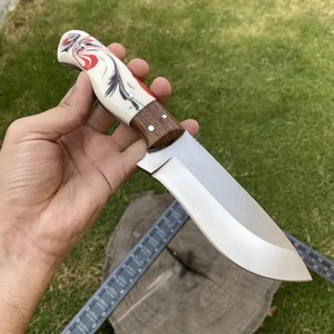 Cuchillo de Caza Hecho a Mano, Hoja Recta, Punta Caída, Acero Inoxidable, Mango de Resina y Madera, Funda de Cuero, 4mm de Grosor, 3 Años de Garantía - Product Image 6