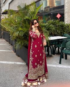 Conjunto de Salwar Kameez Étnico para Mujer, Traje Anarkali de Georgette con Bordado Intenso y Dupatta para Bodas y Fiestas - Product Image 5