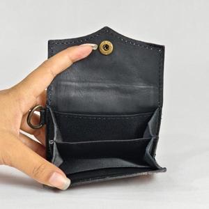 Porte-cartes en cuir véritable avec fermeture à pression, portefeuille unisexe multifonctionnel, doublure en toile, style minimaliste, longueur courte - Product Image 5