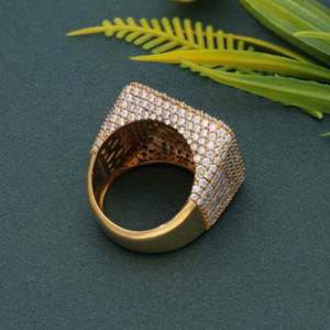 <b>Mens</b> 925 <b>Silver</b> Square <b>Signet</b> <b>Ring</b> Baguette Lab Grown Diamond Iced Statement Jewelry Bold Luxury Fashion Gift - Product Image 5