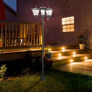 "Vintage Solar Led Lamp <b>Post</b> <b>Lights</b> for Outdoor Backyard Gardens & Driveways (IP54 3 Heads ABS Body)" - Product Image 2