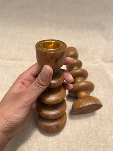 Handmade Wooden Taper Candle Holders, Rustic Dining Table Decor, Natural Wood By B H Brothers - Product Image 4
