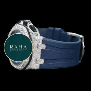 RAHA Diamond Jewelry <b>Watch</b> <b>Men's</b> 42mm Case Analog Quartz Movement Sapphire Crystal Dial Stainless Steel Band Luxury Style - Product Image 3