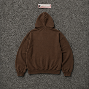 Sudadera con capucha y cremallera completa personalizada con arte facial marrón, estilo urbano oversize, gráfico, unisex, moda casual - Product Image 6