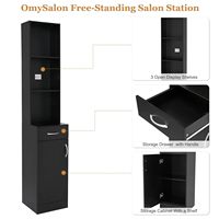 Station de salon commerciale moderne en bois écologique et réglable |   Armoire de rangement durable pour barbier et coiffeur avec tiroir