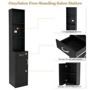 Station de salon |   Armoire de rangement pour barbier et coiffeur avec tiroir - Product Image 4