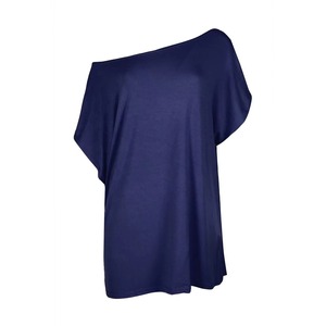 Women's Loose Fit Solid Gray <b>Batwing</b> Sleeve O-Neck Knitted <b>T</b>-<b>Shirt</b> Casual Top - Product Image 4
